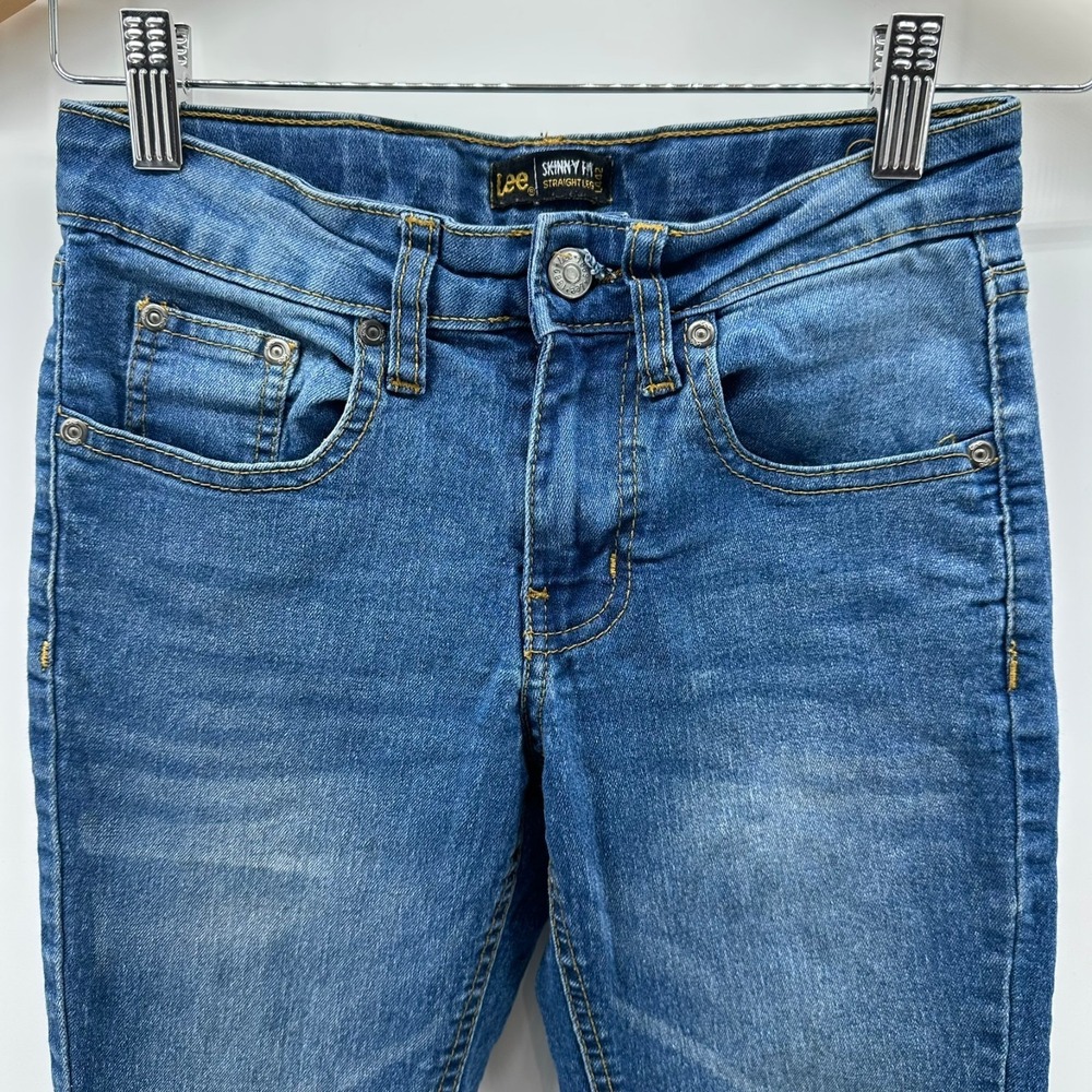 Lee Skinny Fit Straight Leg Jeans Girls 10 Blue Denim Stretch Mid Rise Whisker